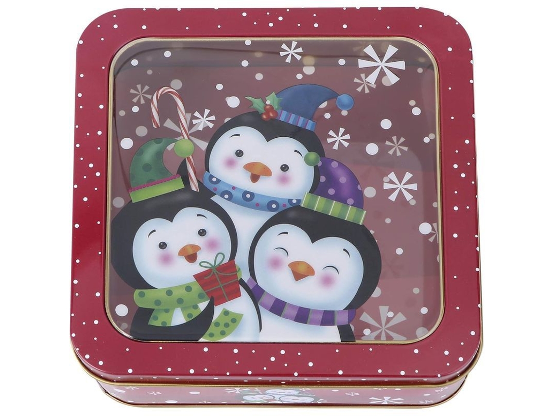 Caja De Metal Vacía Con Tapa Y Ventana Para Galletas Dulces Regalos De Navidad Almacenamiento Navideño