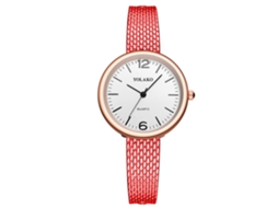 Relógio de Pulso Feminino de Quartzo Casual Simples com Pulseira de Plástico Vermelho