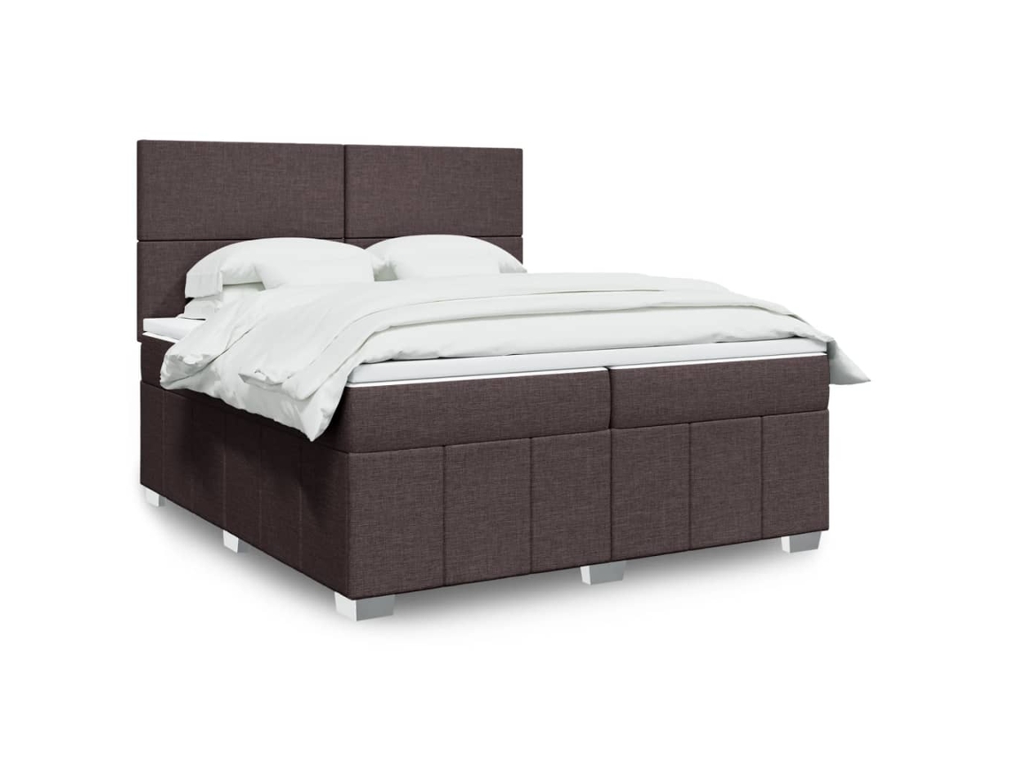 Cama Com Molas/colchão 200x200 Cm Tecido Castanho-escuro