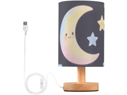 Abajur Yuiboo Infantil, Modelo Criativo com Cor Escura e Estrelas Coloridas, Ideal para a Sala de Estar