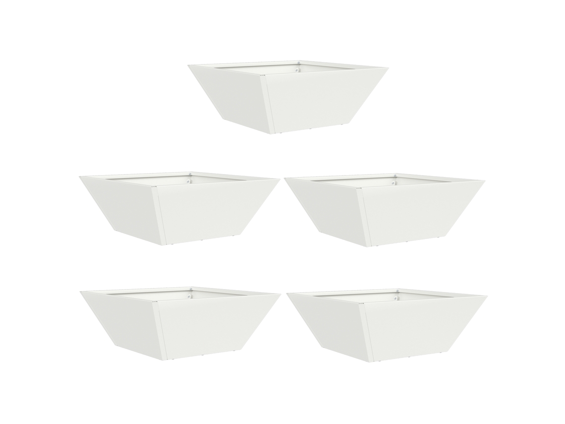 Conjunto 5 Decoração Para Jardim Vidaxl Branco Aço (40 X 40 X 15 Cm)