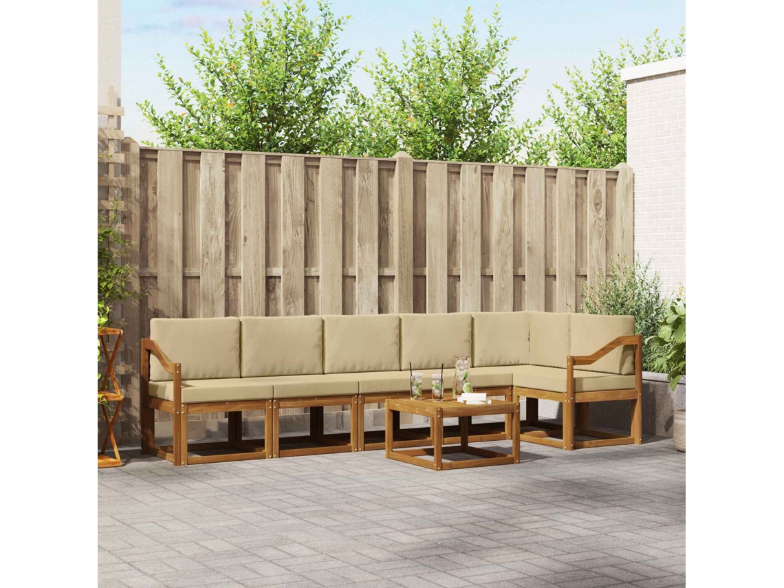 Vidaxl Conjunto De Sofás Para Exterior 7 Unid. Natural E Bege