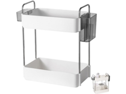 Prateleira De Armazenamento Bancada Em Plástico Com Design Dupla Camada, Firme E Resistente, Ideal Para Banheiro E