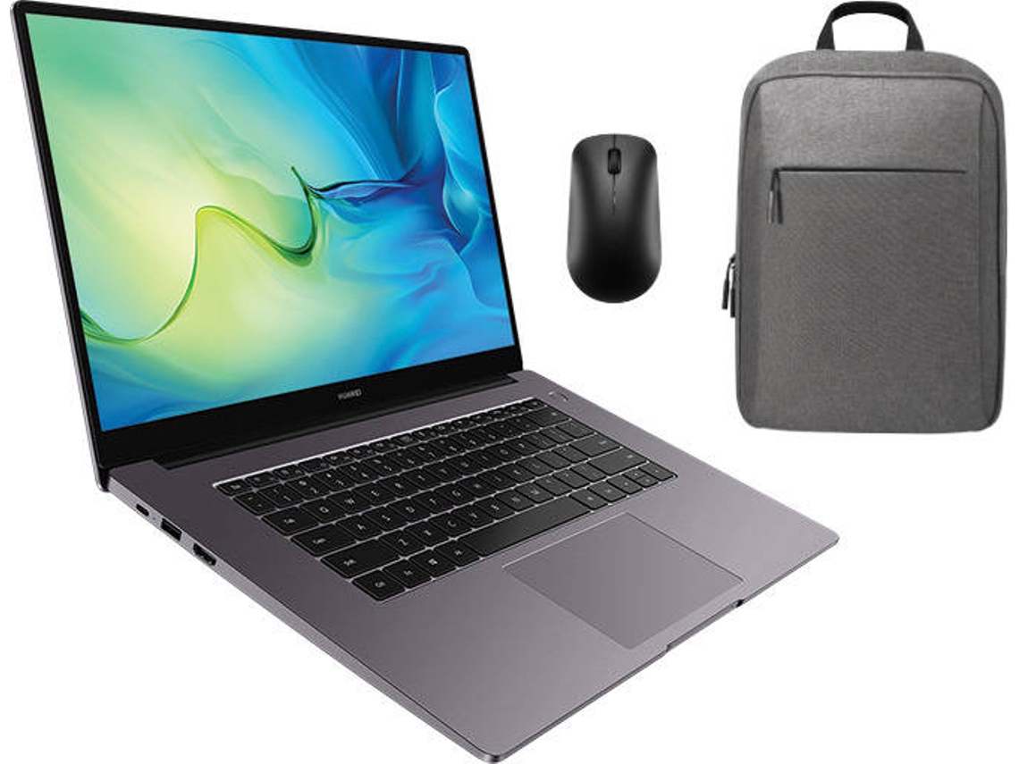 Pack Portátil HUAWEI MateBook D15 (15.6'' - Intel Core i5-1135G7 - RAM: 8 GB - 512 GB SSD PCIe - Intel iris Xe Graphics) + Rato + Mochila