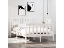 Estrutura Cama Pequena Casal 120x190 Cm Pinho Maciço Branco
