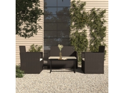 Vidaxl 4 Pcs Conjunto Lounge De Exterior C/ Almofadões Vime Pe Preto