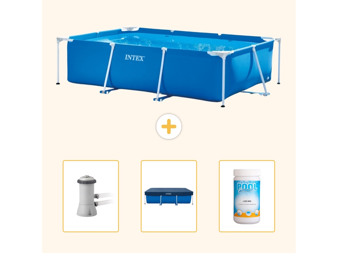 Intex Piscina Com Estrutura Retangular - 300x200x75 Cm - 4-peças Scb75