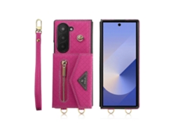 Capa Tipo Carteira Com Zíper E Textura De Grade Pola Para Samsung Galaxy Z Fold6
