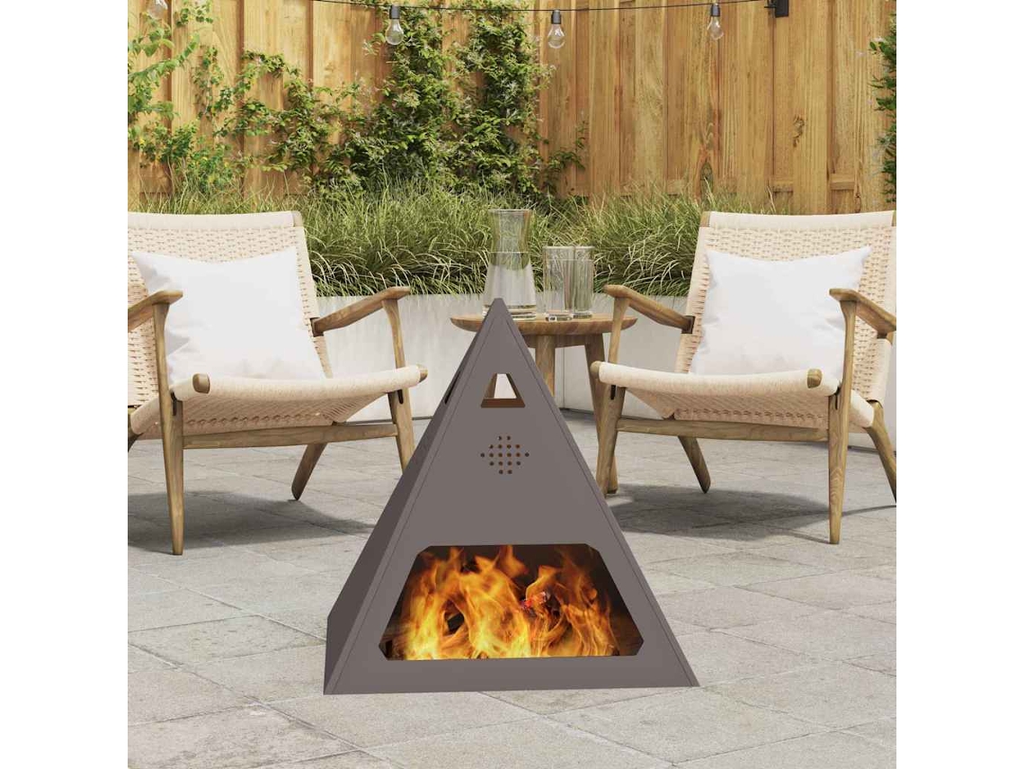Vidaxl Bowl De Fogo Preto 50 X 50 X 51 Cm Aço Corten