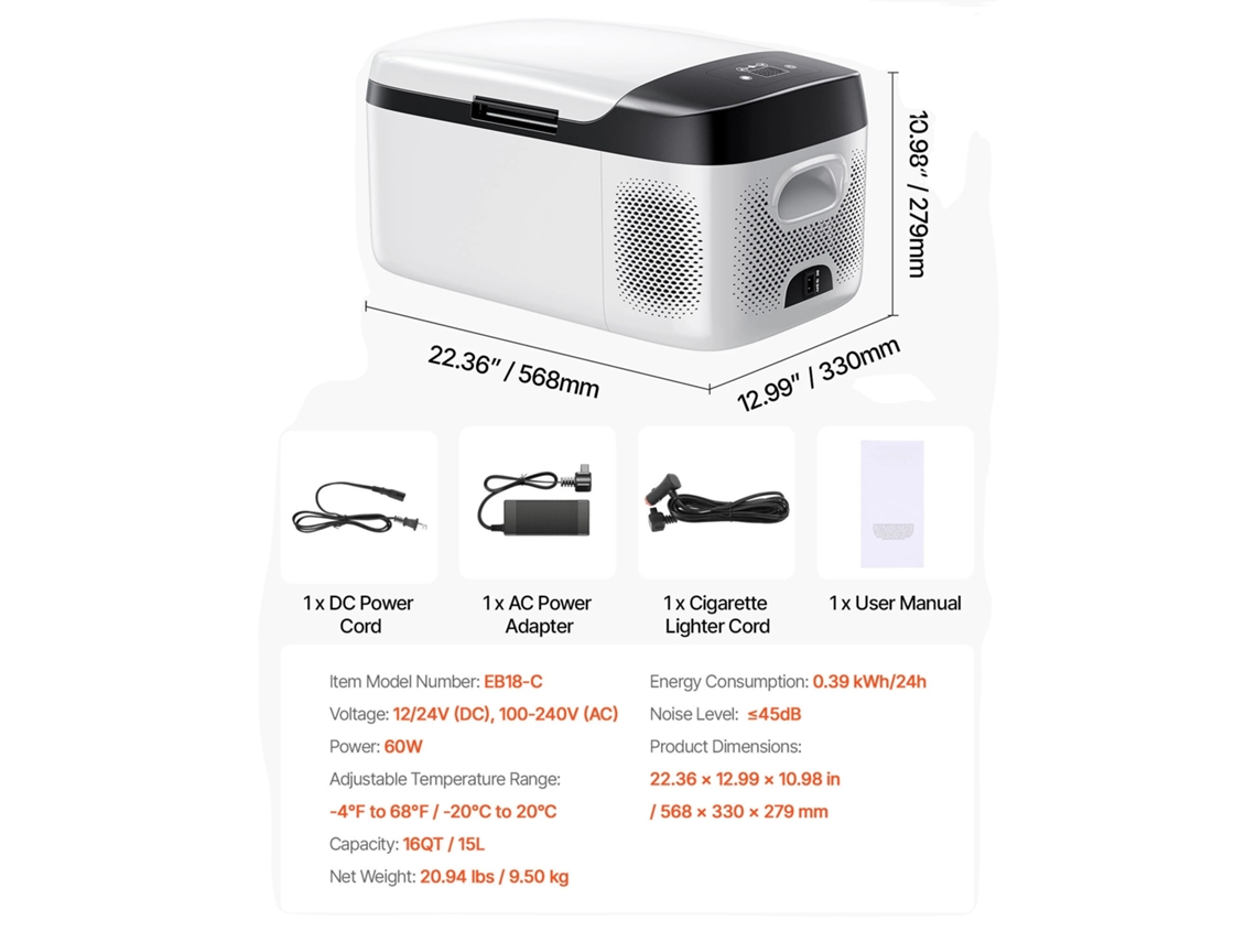 Refrigerador De Carro, Resfriamento Por Compressor, Controle Por App, 15l Branco