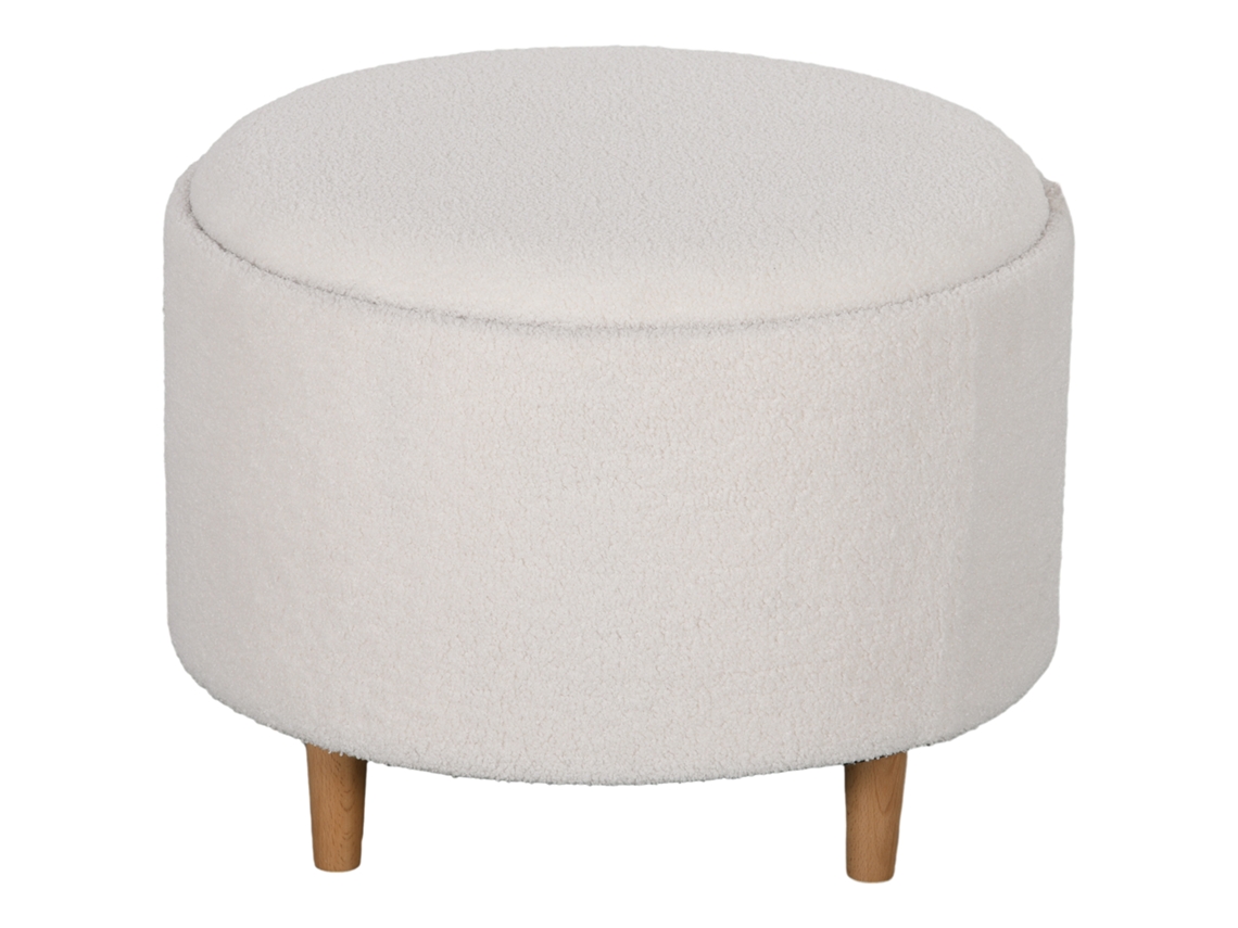 Puf 56x42 Redondo Otomano Estofado Pés Madeira Branco VOLTEDGE