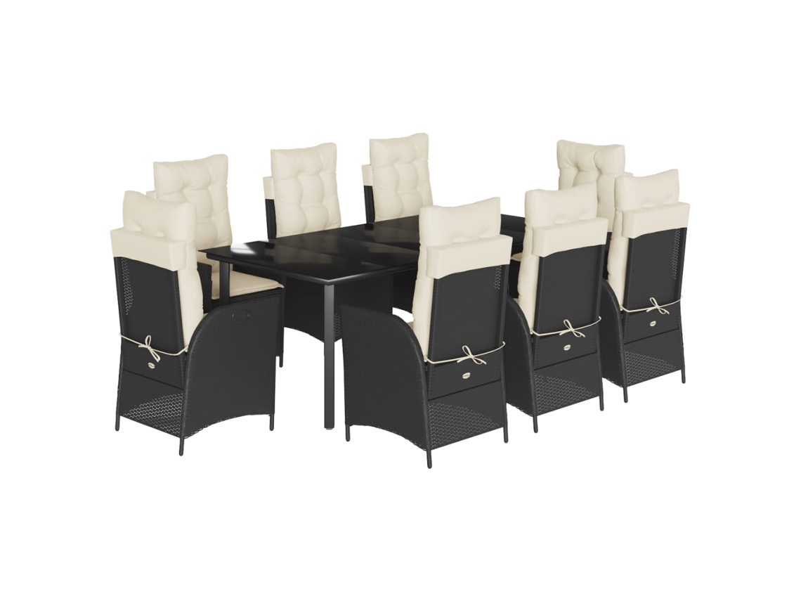 Garden Dining Set, Garden Dining Sets Vidaxl Preto Rattan / Vime (200 X 100 X 74 Cm)