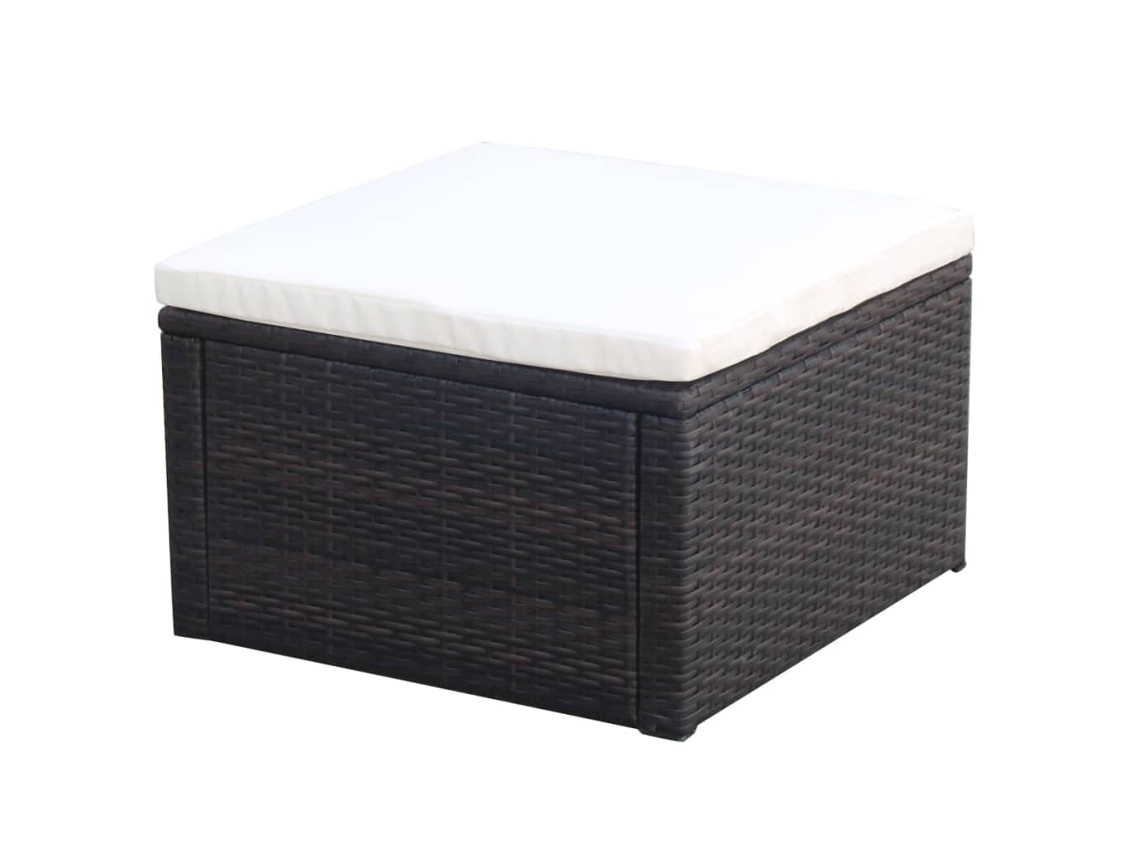 Banco Apoio De Pã©s/otomano Em Vime 53x53x30 Cm Marrom DKD HOME DECOR