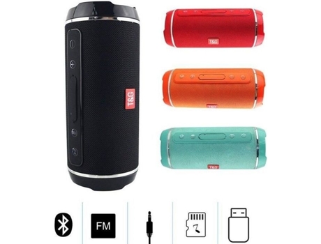 Alto-falante bluetooth portátil à prova dágua vermelho - USB/TF/DC 5V - Alto-falantes multifuncionais TG-116 BORLAI