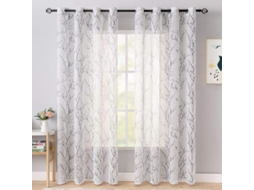 2026 cortinas Semitransparentes de Patrón Ramal 2 Paneles 140x245cm Negro Poliéster Elegantes Duraderas