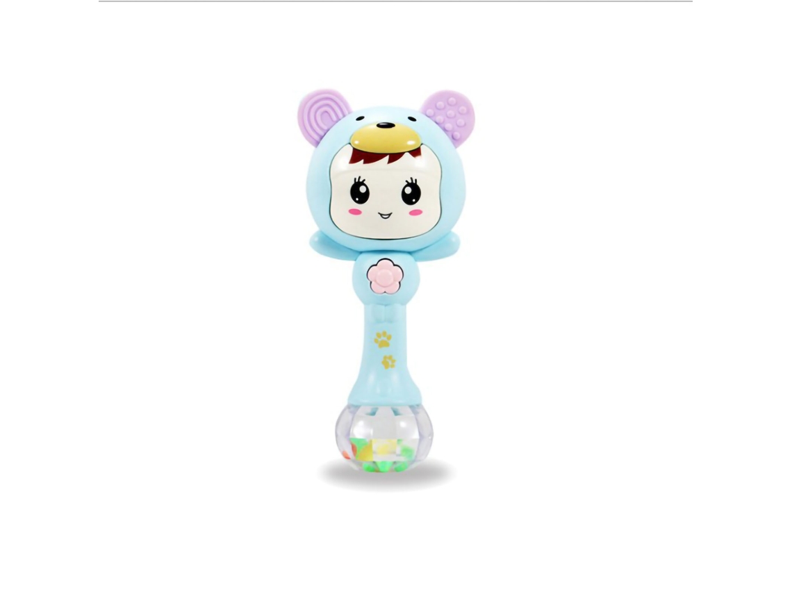 Ats brinquedo de Mordida com Som e Luz para Bebês, Rattle Macio de Plástico Seguro, Brinquedo Educativo para Dentes, Azul