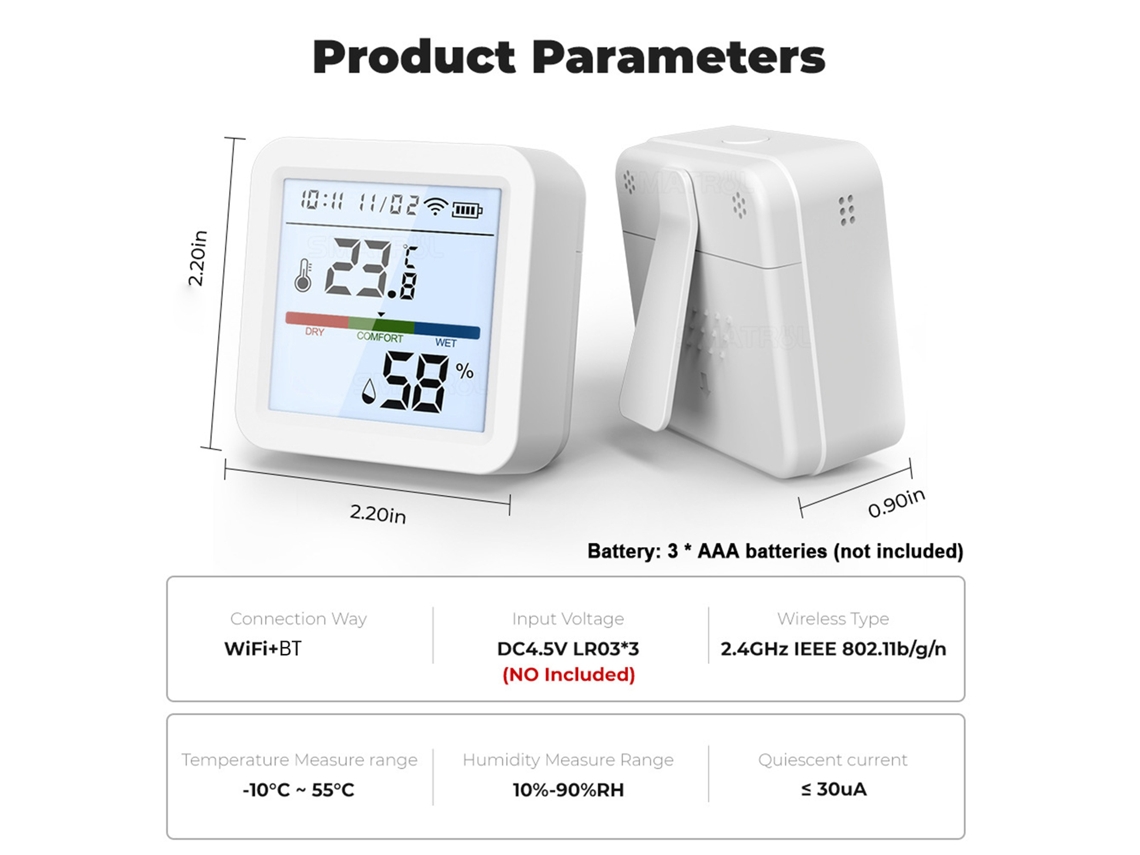 Termômetro umidímetro inteligente tuya zigbee com display lcd, controle app, alexa e home S/MARCA