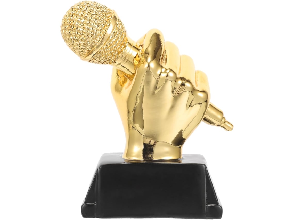 Troféu De Microfone Em Resina, 13,5 Cm