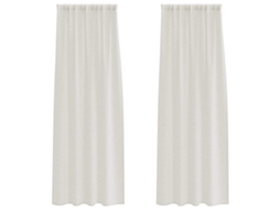 Conjunto 2 Cortina De Voile Vidaxl Creme Poliéster (245 X 140 Cm)