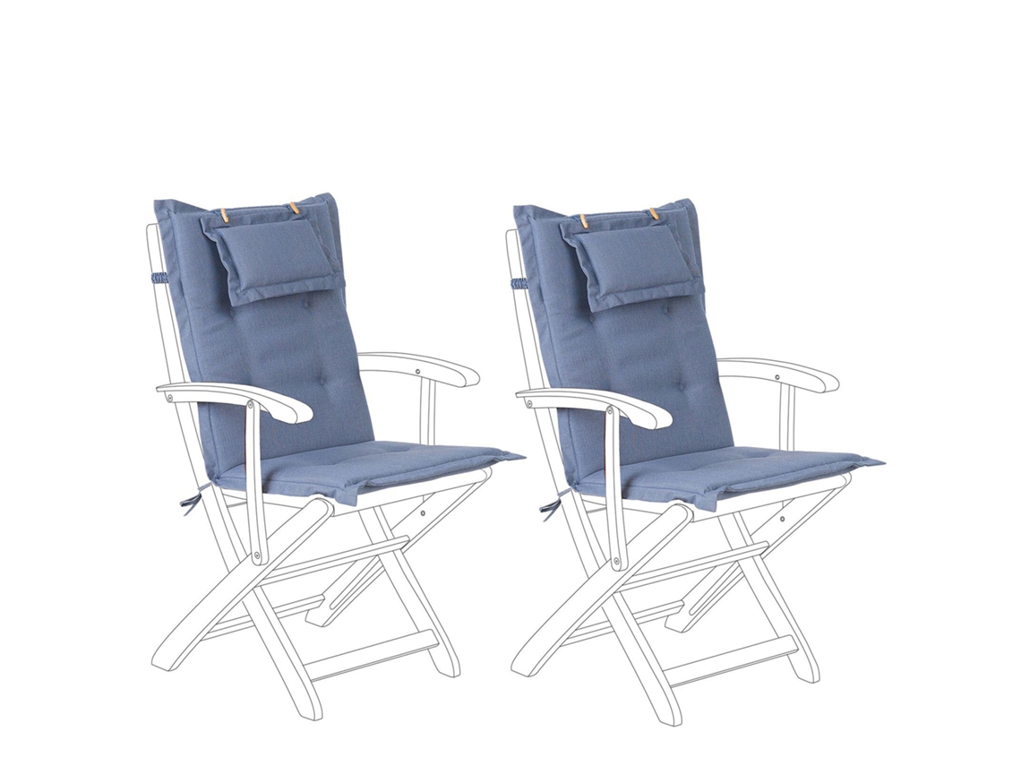 Conjunto De 2 Almofadas De Encosto/assento Maui 40 X 54 Cm Azul
