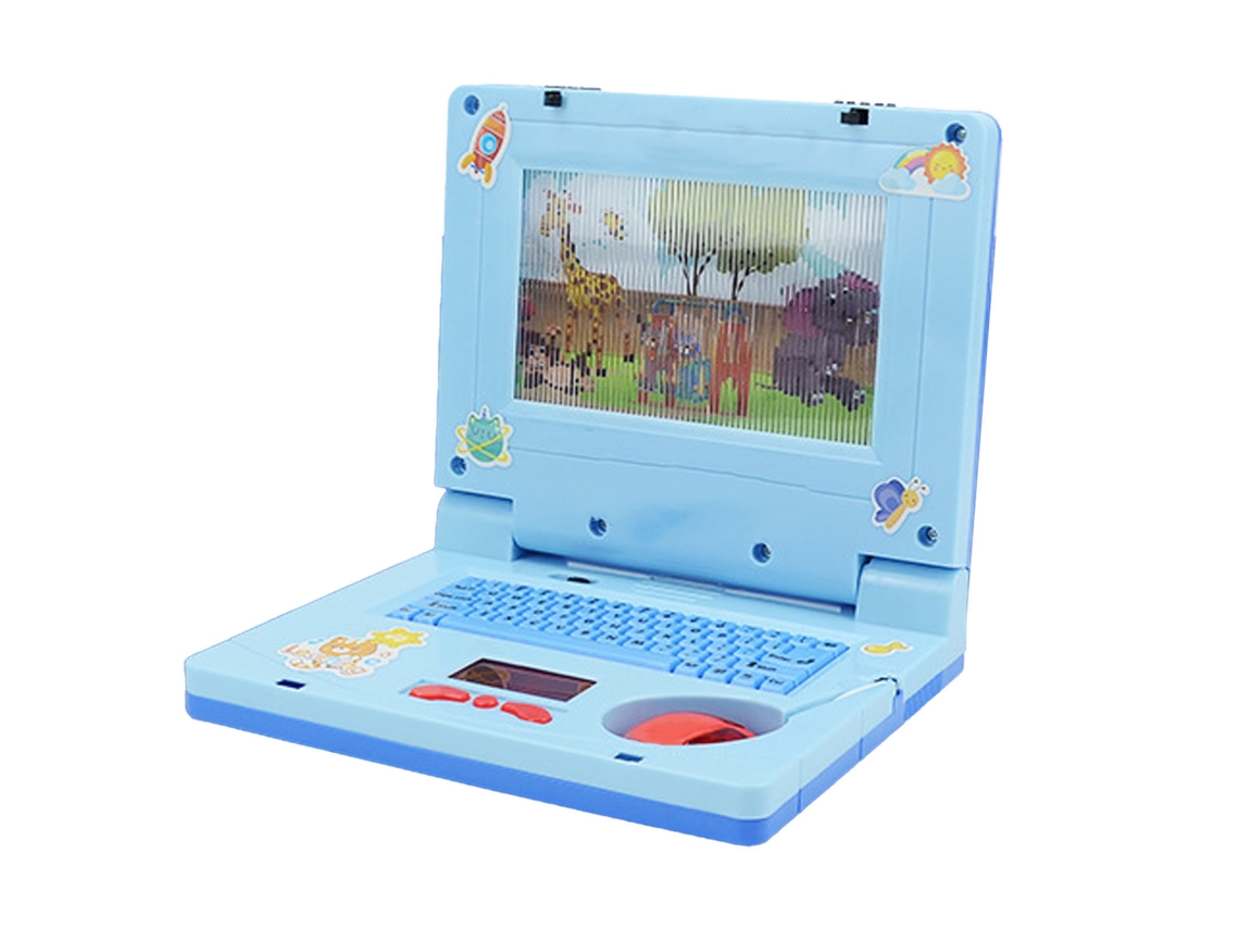 Notebook Infantil Com Som E Simulação De Música Alta Para Aprendizagem Educativa Em Inglês Para Crianças - Azul