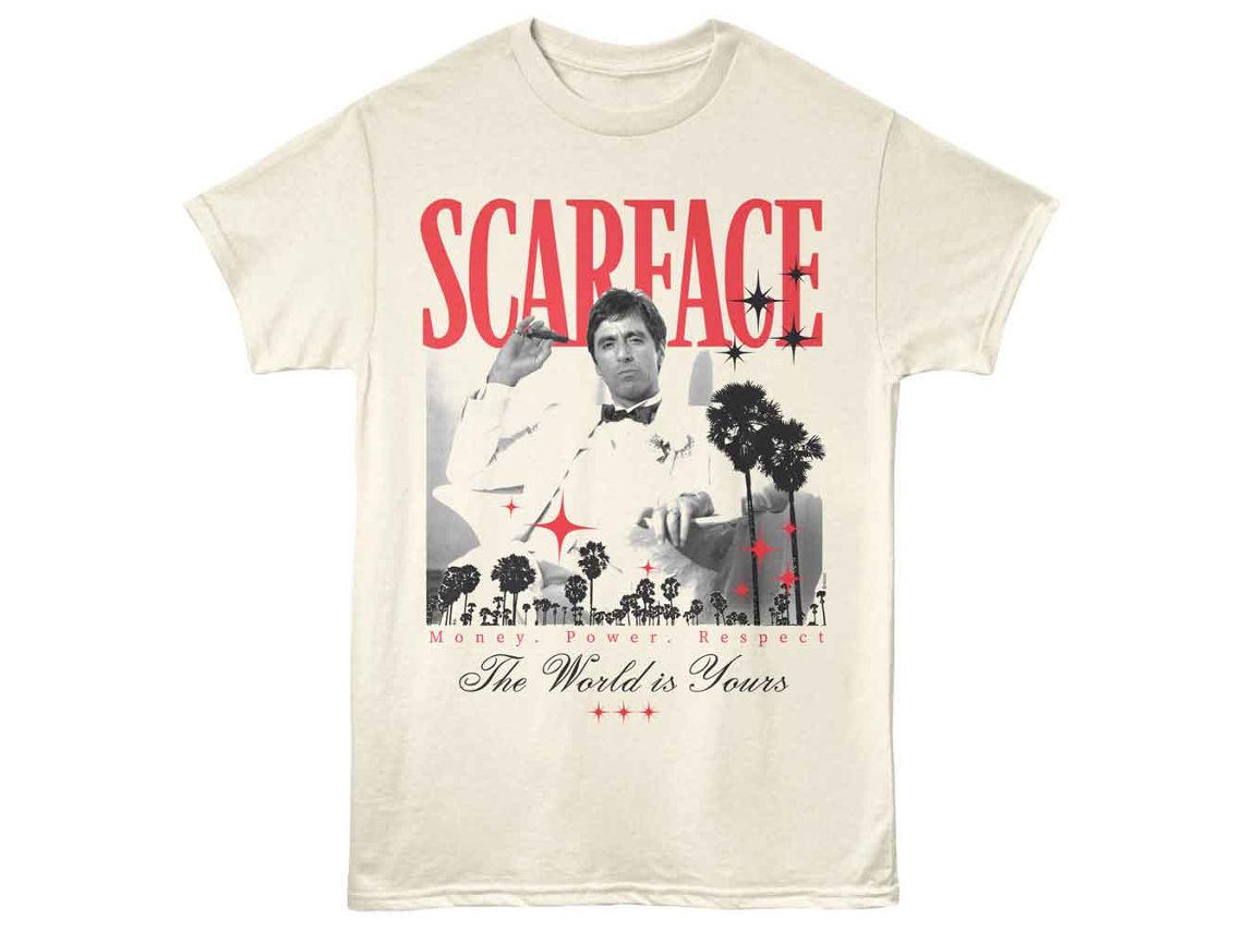 Unisex Adult T-shirt Rockinstone Scarface The World Naturalsizel