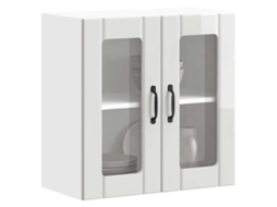 Vidaxl Armário Parede De Cozinha Porta Vidro Lucca Branco Brilhante