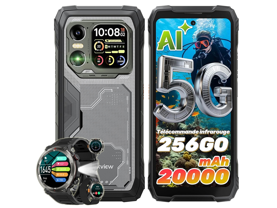 Smartphone 5G Blackview Xplore 1 + W50pro (6,78'' - 36 GB - 256 GB - 20000 mAh - Preto)