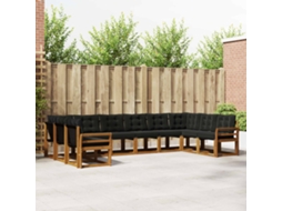 Vidaxl Conjunto De Sofás Para Exterior 10 Unid. Natural E Preto