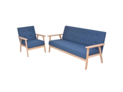 Vidaxl Conjunto De Sofás 2 Pcs Tecido Azul