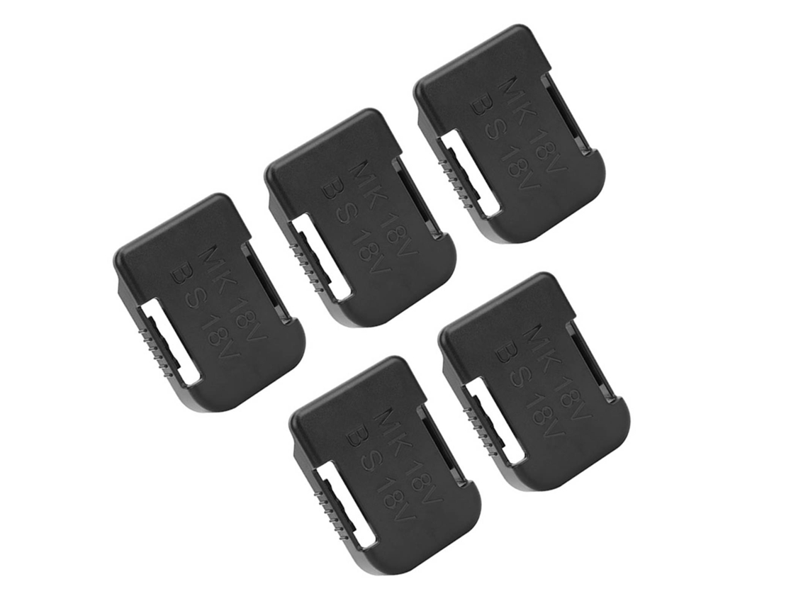 Suporte para armazenamento de baterias de lítio (5 peças) com encaixe para alça, suporte fixo para Makita 18V, preto.