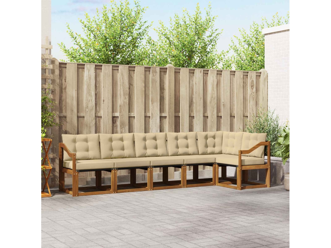 Vidaxl Conjunto De Sofás Para Exterior 6 Unid. Natural E Bege