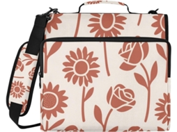 Pasta de 3 Argolas 3,8 Cm com Fecho Zíper, Alça Ombro e Mão Vários Bolsos para Escola/escritório Vermelho Cr