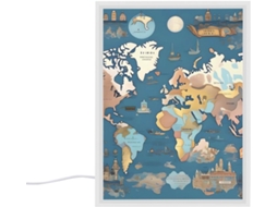 Abajur de Mesa Cabeceira com Mapa Mundi, Ideal para Quarto, Sala de Estar, Escrivaninha ou Mesa de Computador Perfeita