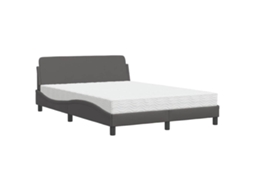 Cama com Colchão Dover 140x200 Cm Couro Artificial Cinzento MAISON EXCLUSIVE