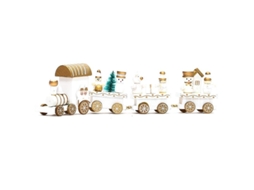Presente decorativo de trem de madeira Nova Line mini fofo branco para Natal, decoração e brinquedo infantil S/MARCA