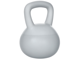 Kettlebell De Areia De 4 Kg Em Pvc E Metal Para Treino De Ombros E Bíceps, 19 X 19 X 26 Cm, Cinza.