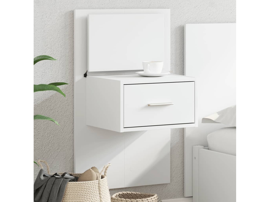 Vidaxl Mesa De Cabeceira De Parede Com Luzes Led Branco