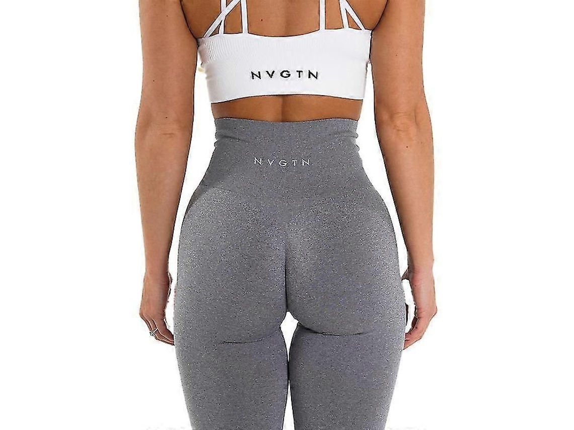 Leggings Sem Costura, Esporte, Elásticos, Transpiráveis, Cinza Claro | S/MARCA