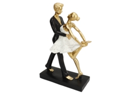 Estátua de casal dançando, balé, resina, ouro, decorativa, elegante, 7130w‑01 | S/MARCA