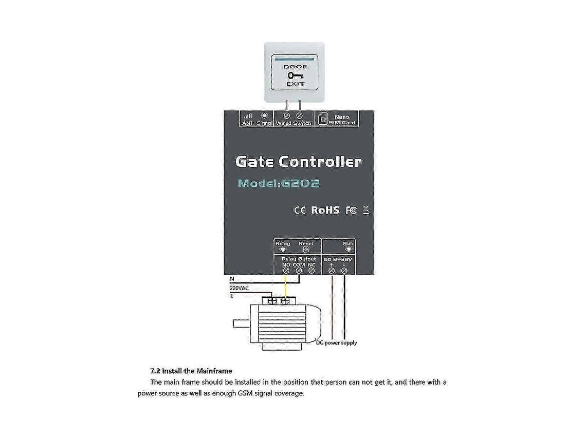 Controle remoto para portão elétrico GSM 4G com relé único 850/9V Ayotoyvayotoy