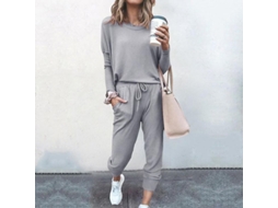 2026 conjunto de Pijama para Mulher de Duas Peças com Bolsos e Corte Solto Klt S Gris