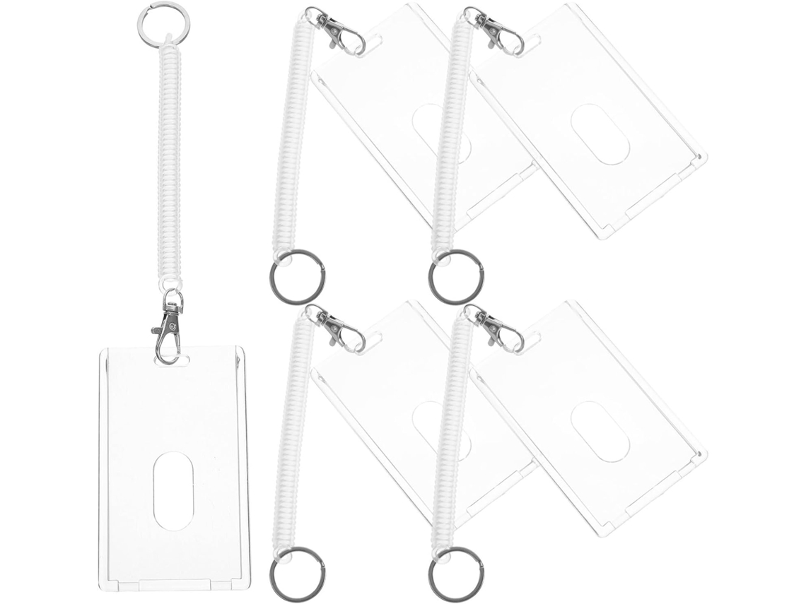 Pulseira Porta Crachá Transparente De Plástico, Fácil De Escanear, Protetor De Cartão Identificação, Conjunto Com 5 Unidades