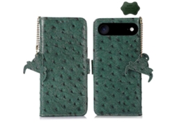 Capa De Celular Rfid De Couro Com Estampa De Avestruz