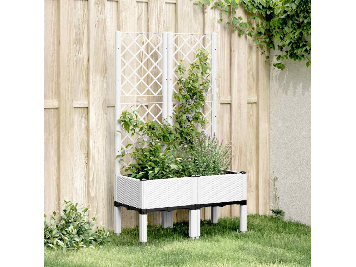 Vidaxl Vaso/floreira De Jardim C/ Treliça 80x40x142 Cm Pp Branco