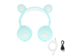 Auriculares Inalámbricos Con Micrófono, Diseño de Orejas de Gato, Bluetooth 5.0, Plegables para Niños, Aprendizaje En Línea, Color Verde.
