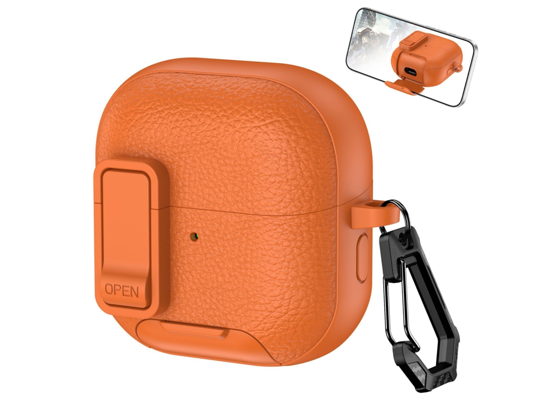 Capa em Couro Vegano PANOONA para Huawei Freeclip2, com Mosquetão, compatível com Carregamento Sem Fio, Vermelha