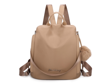 Mochila de Mulher OLIVIA WONG Antirroubo Impermeável Convertível Pompom Alça Decorativa Removível Laranja