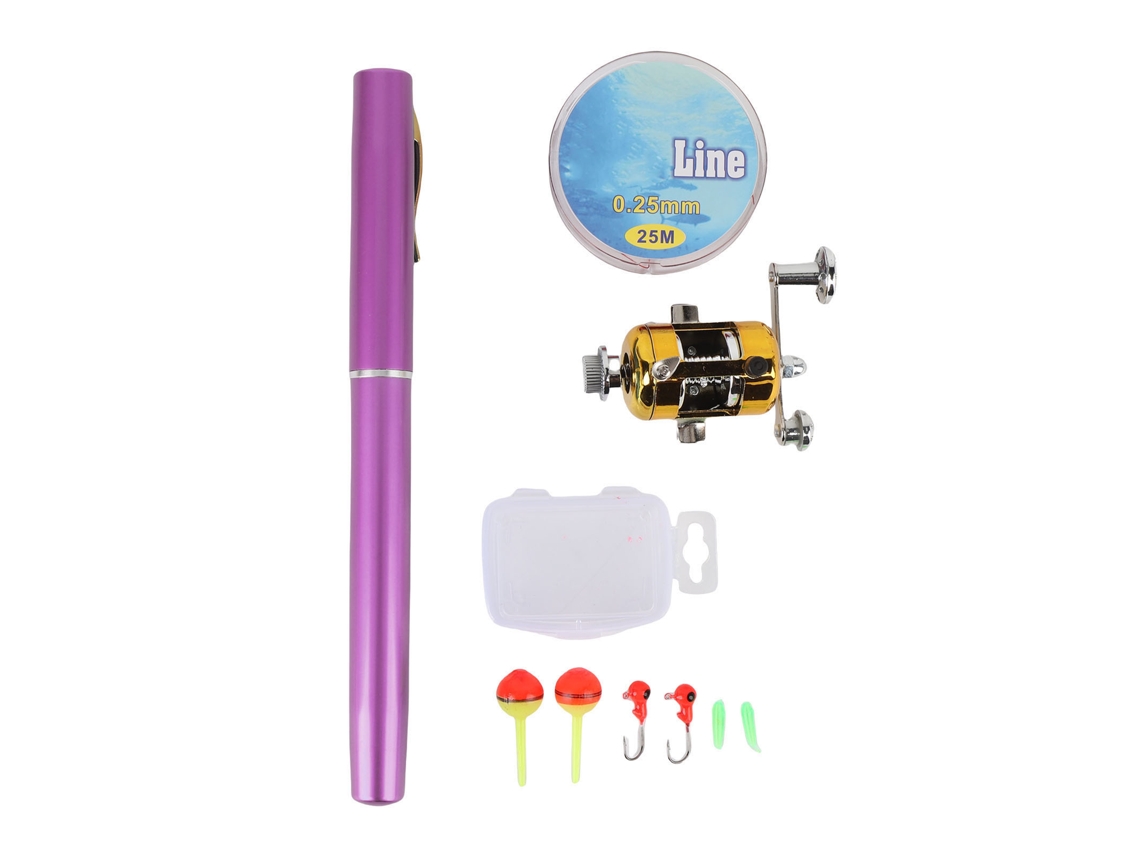 Vara de Pesca Miniatura Caneta Portátil Roxa