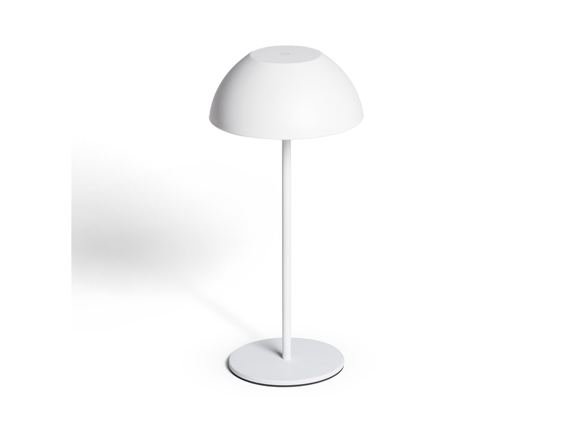 Lâmpada De Mesa Led Portátil Exterior Com Bateria Usb Recarregável Metal Mugla Branco
